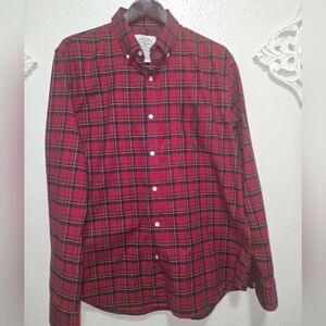 St. John's Bay Red and Green Plaid Button Down Shirt